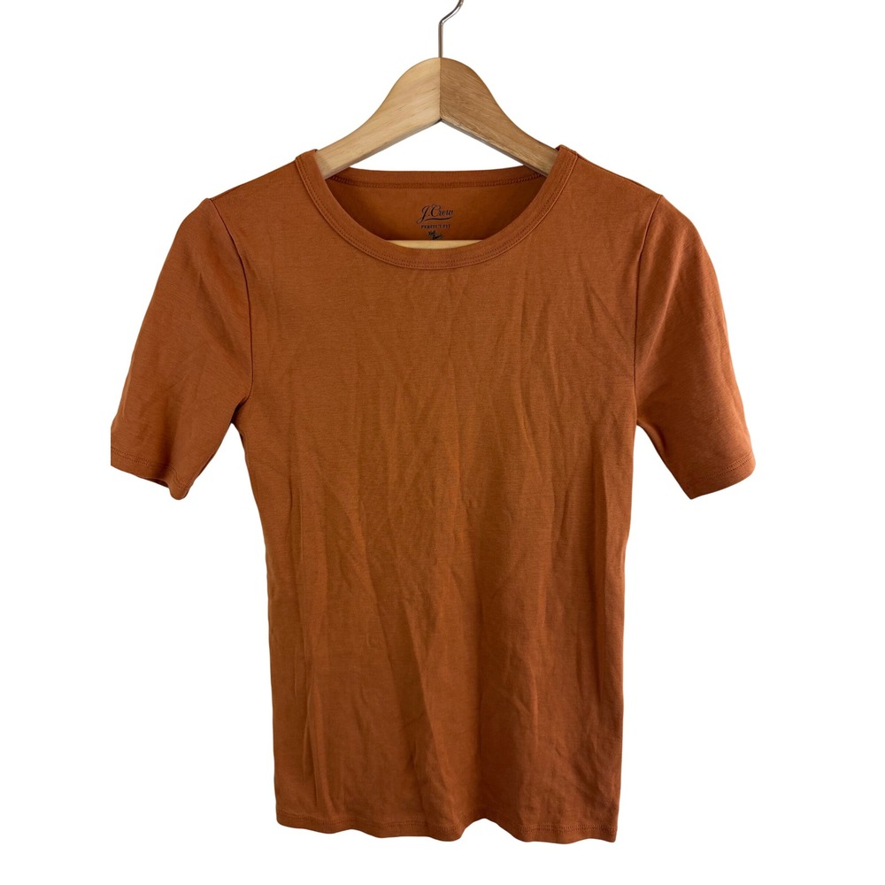 J.Crew Perfect Fit T Shirt Women Small Orange Short Sleeve Cotton Knit Good